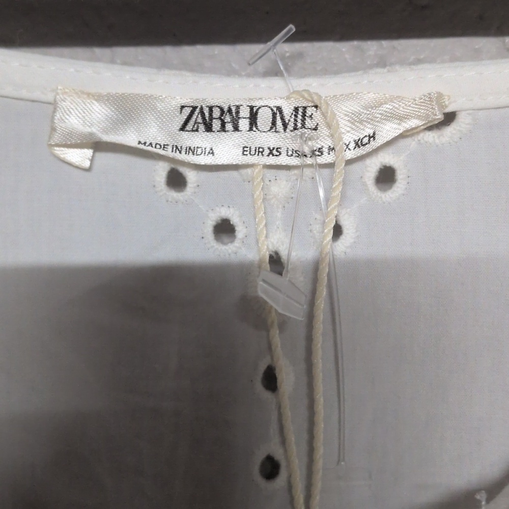 ZARAHome Women's Off-White Eyelet Cotton Tunic Dress, XS, NWOT, Cottagecore - Picture 4 of 6